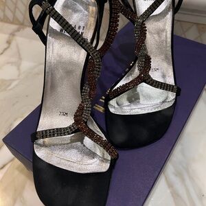 Stuart Weitzman Black and Silver Sandals